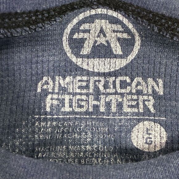 American Fighter Long Sleeve Graphic Thermal Shirt Blue Mens Large - Picture 6 of 8